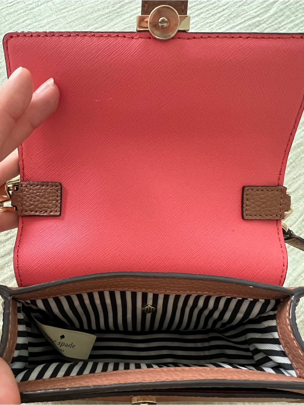 kate spade Brown Pebbled Leather Crossbody Saddle Bag - Picture 3 of 3